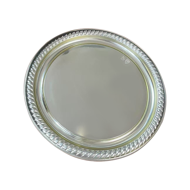 سینی مدور لبه ای به شکل فن نقره ای
