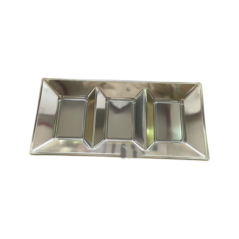 سینی خوراکی 3 توری پلاستیکی نقره ای